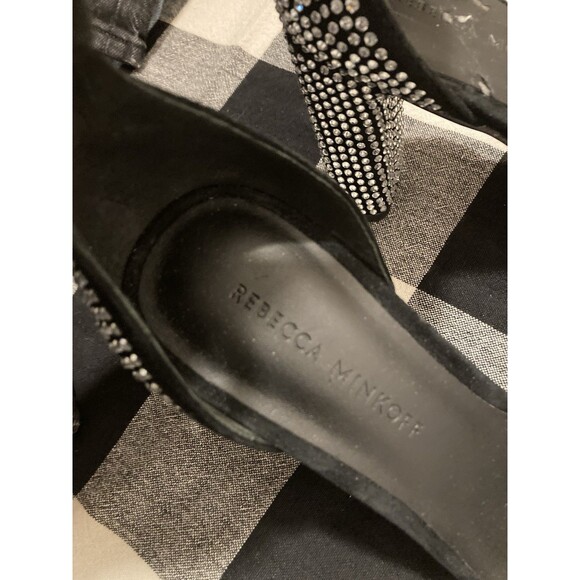 NEW Rebecca Minkoff Black Rhinestone Heels Sparkly Kid Suede Wedding Guest 7 - Picture 7 of 9